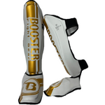 Load image into Gallery viewer, Booster Shin Guards Gold &amp; White
